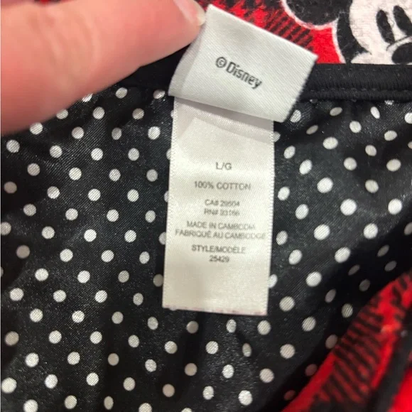 Disney Ladies Red and Black Plaid Pajama Set - Picture 5 of 6
